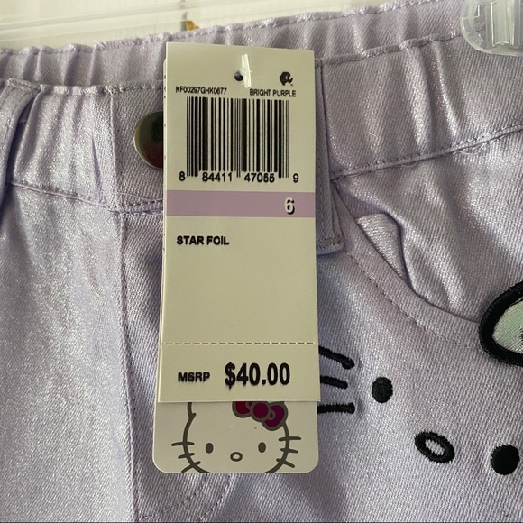 Hello Kitty Girls Purple Sparly Metallic Pants 6 - Picture 11 of 13